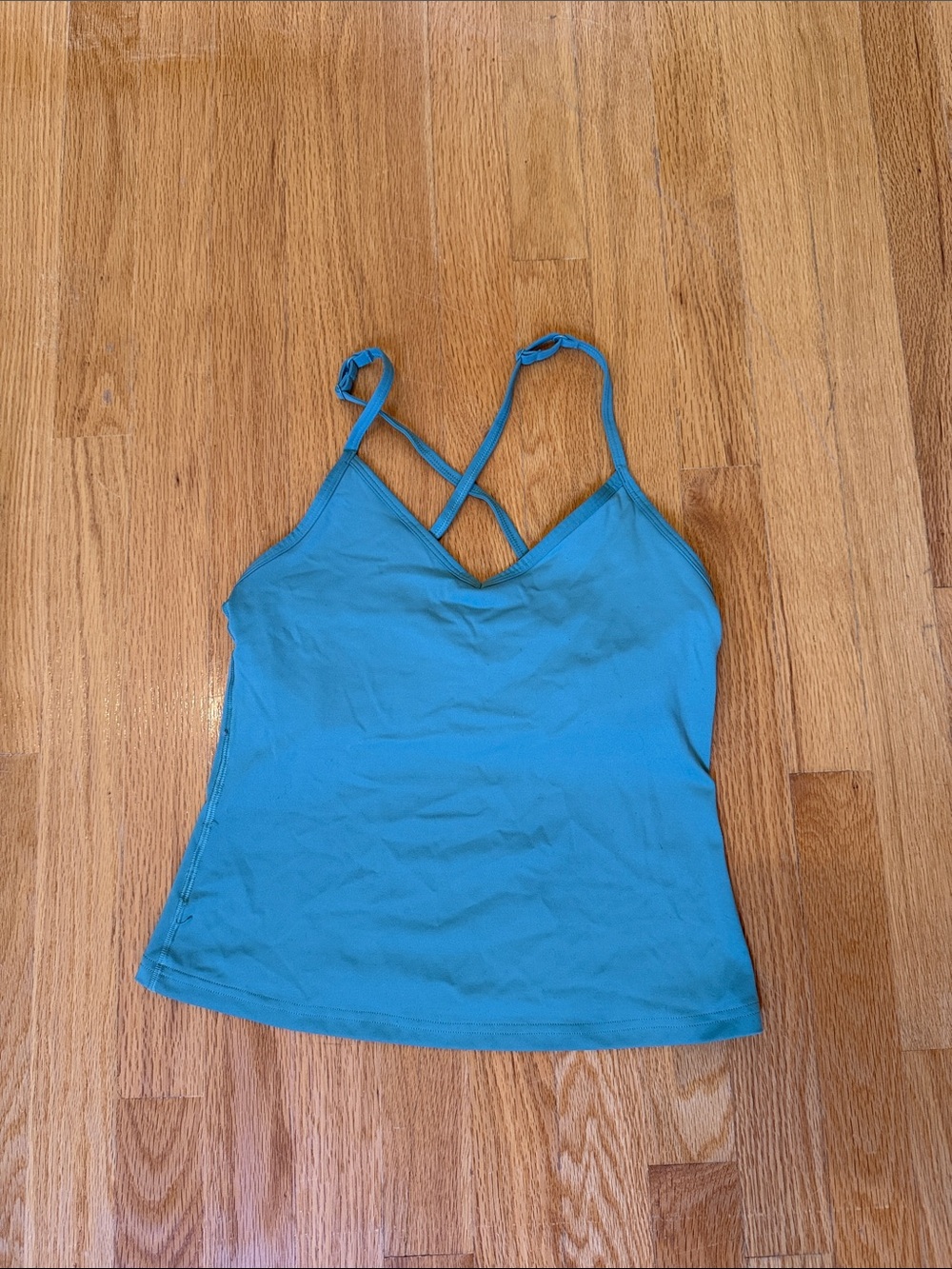 Women's Teal Strappy V-Neck Exercise Top